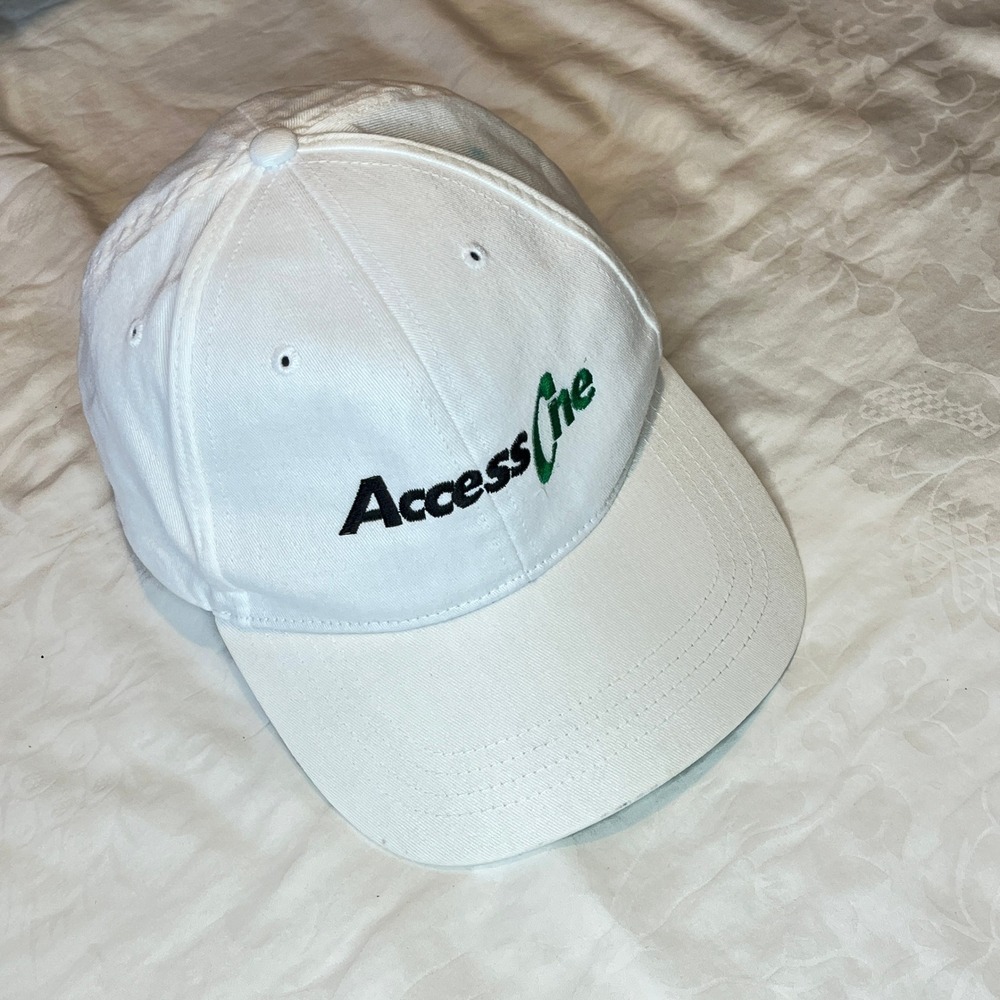 VTG AccessOne Baseball‎ Cap Embroidered Logo White Hat Adjustable Strapback